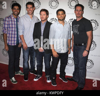 NEW YORK, NY - 20. Juli: Schauspieler Adrian Grenier, Kevin Connolly, Produzent Doug Ellin, Jerry Ferrera und Kevin Dillon an einem Abend mit 'Entourage' an der Paley Center für Medien am 20. Juli 2011 in New York City. Menschen: von Entourage Cast Stockfoto