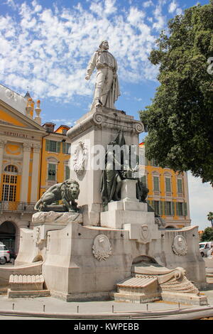 Monument Aux Garibaldi, Statue von Garibaldi in Nizza, Frankreich Stockfoto