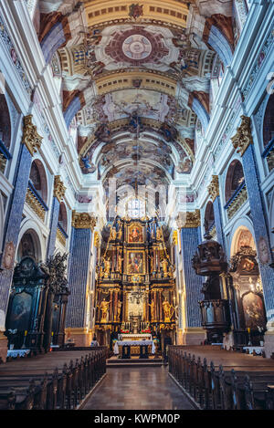 Innenraum der Basilika der Heimsuchung der Seligen Jungfrau Maria in Swieta Lipka Dorf in Ketrzyn County, Woiwodschaft Ermland-Masuren, Polen Stockfoto