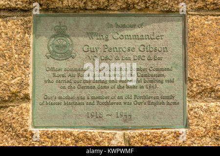 Gedenken an Wing Commander Guy Gibson - Camborne, Cornwall, England. Stockfoto