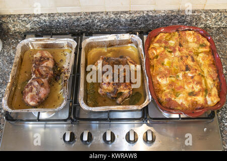 Bereit Nahrungsmittel in den Backofen Container für einen Urlaub Mittagessen Stockfoto