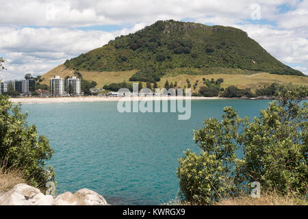 Blick von der Freizeit Insel Mount Manganui, Tauranga, North Island, Neuseeland Stockfoto