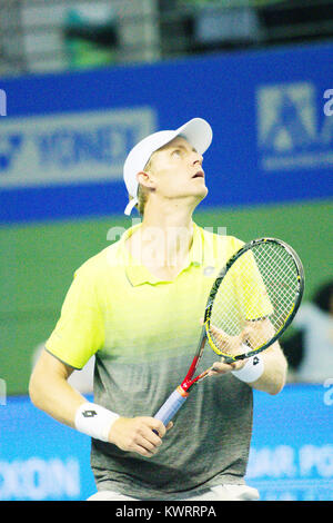 Pune, Indien. Am 4. Januar, 2018. Kevin Anderson aus Südafrika in Aktion in einem Viertelfinale Spiel der Konkurrenz Singles bei Tata Open Maharashtra am Mahalunge Balewadi Tennis Stadium in Pune, Indien. Credit: karunesh Johri/Alamy leben Nachrichten Stockfoto