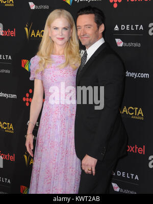 Hollywood, Kalifornien, USA. 5 Jan, 2018. Nicole Kidman, Hugh Jackman im 7. AACTA internationale Auszeichnungen gehalten an Avalon Hollywood in Hollywood. Credit: Birdie Thompson/AdMedia/ZUMA Draht/Alamy leben Nachrichten Stockfoto