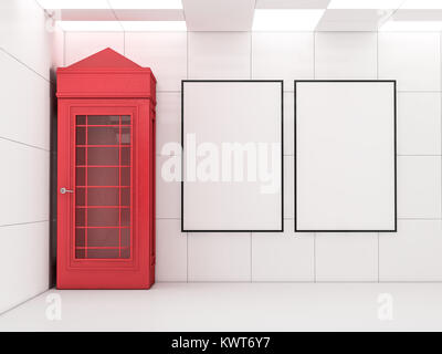 Plakat mockup in modernes Interieur mit Lampen. 3D-Rendering Stockfoto