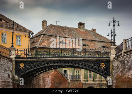 Brücke von liegt in der Stadt Sibiu, Rumänien Stockfoto