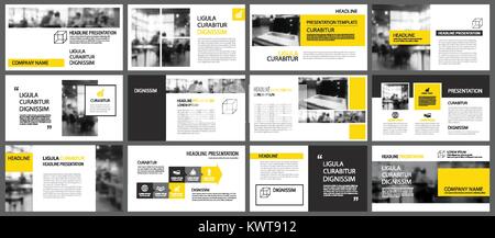 Gelbe Präsentation Vorlagen und Infografiken Elemente Hintergrund. Verwenden Sie für Business Jahresbericht, Flyer, Corporate Marketing, Prospekt, Werbung, Stock Vektor