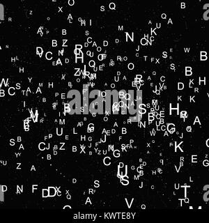 Abstrakte weiße Schrift auf schwarzem Hintergrund Stockfoto