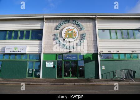 Allgemeine Ansicht der Eingang zu Huish Park home von Yeovil Town Football Club. 01. Jan 2018 Stockfoto