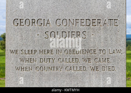 Den Zustand von Georgia Denkmal, Gettysburg National Military Park, Pennsylvannia, United States. Stockfoto