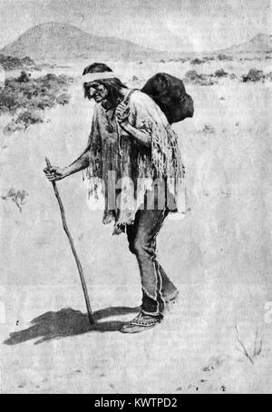 1921 Abbildung: Sequoyah die Cherokee Silberschmied c 1770-1843, der den Cherokee Alphabet oder silbenschrift 1821 lehre ihn zu seinem Gefährten Stammesangehörigen erfunden. Er wurde im Englischen bekannt als George Gist oder George Guess. Hier sieht er Trecking in Mexiko seine verlorene Stammesangehörigen zu finden Stockfoto
