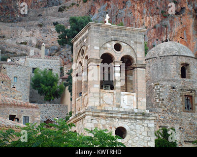 Die mittelalterliche "castletown' von Monemvasia in Lakonien, Peloponnes, Griechenland Stockfoto