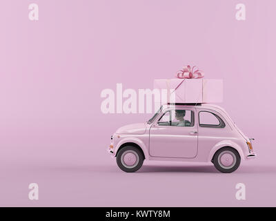 Presentbox steht vor der Tür. 3D-Rendering Stockfoto