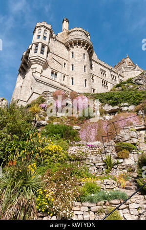 St Michael's Mount, Marazion, Cornwall, UK. Die Gärten im Sommer Stockfoto