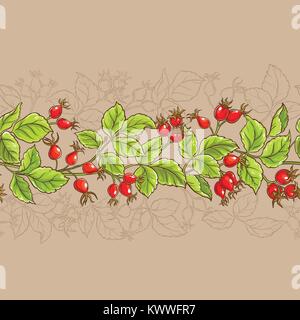 Wild Rose Vector Muster auf farbigen Hintergrund Stock Vektor