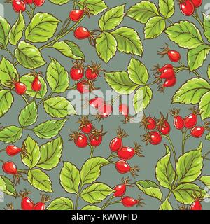 Wild Rose Vector Muster auf farbigen Hintergrund Stock Vektor