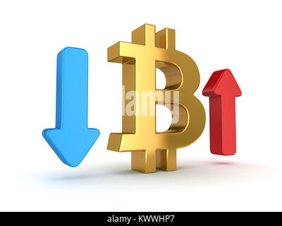 Finanzen der Bitcoin, Dies ist eine 3D-gerenderte Computer generierten Bildes. Auf weiß isoliert. Stockfoto