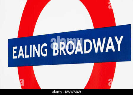 Ealing Broadway U-Schild, London Stockfoto