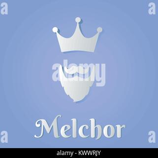 Symbol der Weisen mit ihren schriftlichen Namen, Gaspar, Baltasar und Melchor, magic Könige, Epiphanie, Vektor. Stock Vektor