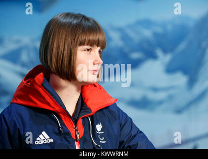 ParalympicsGB Skifahrer Millie Ritter während der ParalympicsGB 2018 Winter Olympics Alpin und Snowboard Team Ankündigung, Am Snowcenter, Hemel Hempstead. PRESS ASSOCIATION Foto. Bild Datum: Freitag, 5. Januar 2018. Photo Credit: Tim Goode/PA-Kabel. Stockfoto