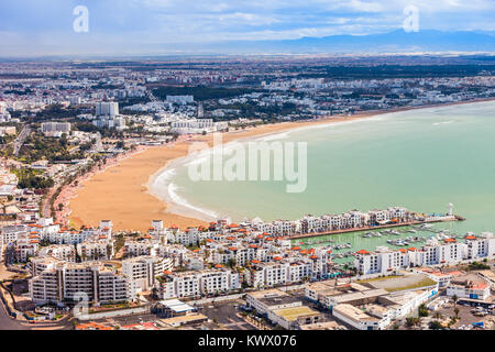 Agadir Antenne Panoramablick von der Festung Kasbah Agadir (Agadir) in Marokko Stockfoto