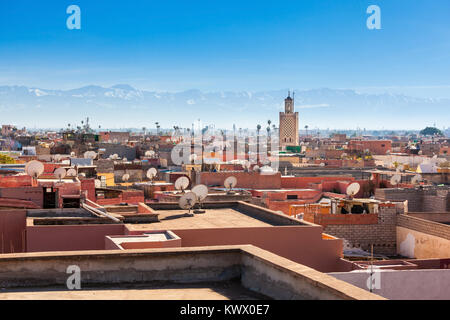 Marrakesch Antenne Panoramablick. Marrakesch ist eine Stadt in Marokko. Stockfoto