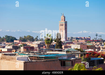 Marrakesch Antenne Panoramablick. Marrakesch ist eine Stadt in Marokko. Stockfoto