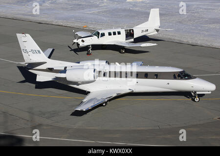 Samedan/Switzerlad: Netjets Cessna 560XL Citation XLS am Engadin Airport in Samedan/Schweiz 18.02.2017 Stockfoto