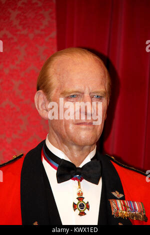 London, Vereinigtes Königreich, 08, Juli 2014. Madame Tussauds in London. Waxwork Statue von Prinz Philip, Herzog von Edinburgh. Stockfoto