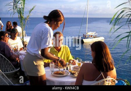 Sonnenuntergang am Ricks Cafe, Negril, Jamaika Stockfoto