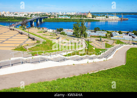 Fedorovsky Damm Antenne Panoramaaussicht in Nischni Nowgorod. Nischni Nowgorod ist die fünftgrößte Stadt in Russland und dem Zentrum von Nischni Nowgorod Stockfoto