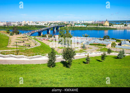 Fedorovsky Damm Antenne Panoramaaussicht in Nischni Nowgorod. Nischni Nowgorod ist die fünftgrößte Stadt in Russland und dem Zentrum von Nischni Nowgorod Stockfoto