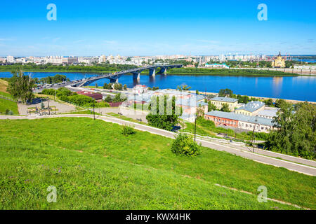 Fedorovsky Damm Antenne Panoramaaussicht in Nischni Nowgorod. Nischni Nowgorod ist die fünftgrößte Stadt in Russland und dem Zentrum von Nischni Nowgorod Stockfoto