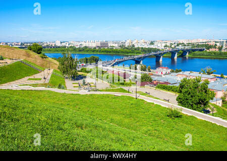 Fedorovsky Damm Antenne Panoramaaussicht in Nischni Nowgorod. Nischni Nowgorod ist die fünftgrößte Stadt in Russland und dem Zentrum von Nischni Nowgorod Stockfoto