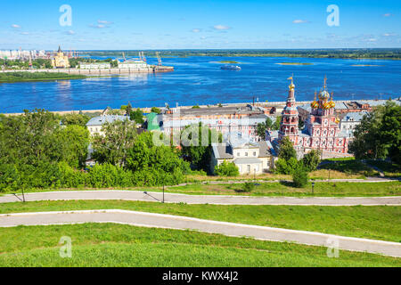 Fedorovsky Damm Antenne Panoramaaussicht in Nischni Nowgorod. Nischni Nowgorod ist die fünftgrößte Stadt in Russland und dem Zentrum von Nischni Nowgorod Stockfoto