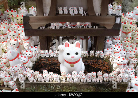 Japan, Tokio, Insel Honshu: Maneki Neko an gotoku-ji, ein Tempel für die "aneki Neko 'Lucky lockenden Katzen, im Bezirk Setagaya gewidmet. Eine co Stockfoto