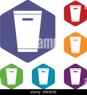 Papierkorb kann Symbole Rhombus in verschiedenen Farben auf weißem Hintergrund einstellen Stock Vektor