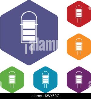 Papierkorb kann Symbole Rhombus in verschiedenen Farben auf weißem Hintergrund einstellen Stock Vektor