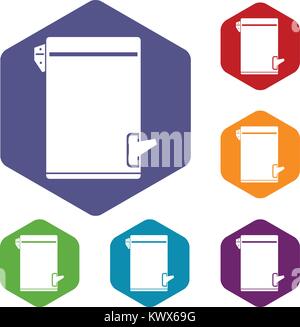 Papierkorb kann Symbole Rhombus in verschiedenen Farben auf weißem Hintergrund einstellen Stock Vektor