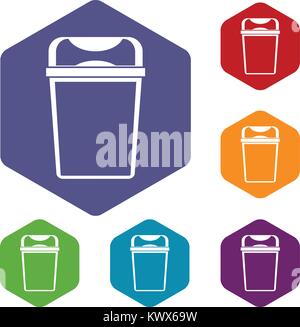 Papierkorb kann Symbole Rhombus in verschiedenen Farben auf weißem Hintergrund einstellen Stock Vektor