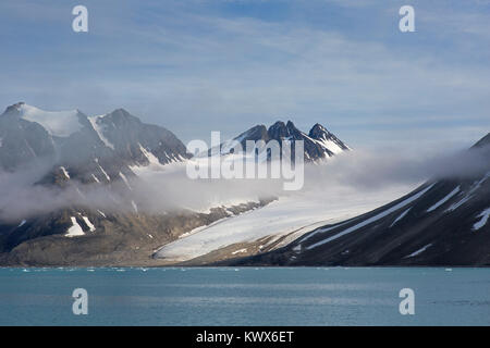 Wagonwaybreen/Wagonway Gletscher mündet in Magdalenefjorden in Albert ich in Spitzbergen/Svalbard, Norwegen Land Stockfoto