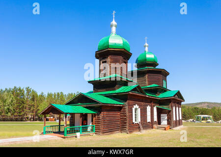 Kirche von St. Nikolaus ist alte Kirche eine Ausstellung über das Ethnographische Museum von transbaikalien Menschen in Ulan-Ude. Stockfoto