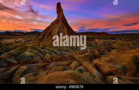 Las Bardenas Reales Wüste. Navarra, Spanien. Stockfoto