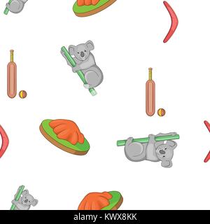 Australien reisen Muster. Cartoon Illustration von Australien reisen Vektor Muster für Web Design Stock Vektor