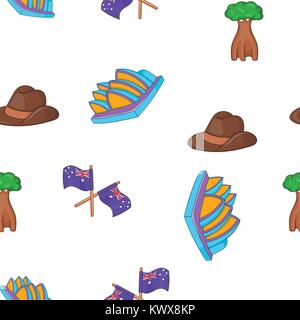 Australien Tourismus Muster. Cartoon Illustration von Australien Tourismus vektor Muster für Web Design Stock Vektor
