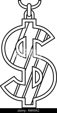 Dollar Symbol, outline Style Stock Vektor