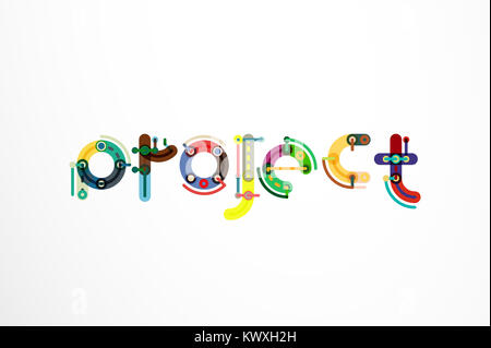 Projekt Wort Letter Banner. Dünne Linie flache Design Banner für Website, mobile Website, Präsentation oder Drucken Stockfoto