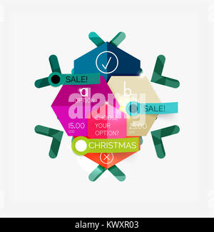 Papier Silvester und Weihnachten Etiketten und Aufkleber. Moderne info Banner Stockfoto
