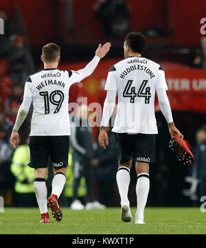 Von Derby County Andreas Weimann (links) und Tom Huddlestone nach dem FA Cup, dritte runde Spiel im Old Trafford, Manchester. Stockfoto