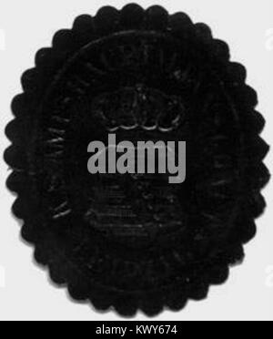 Dieses Siegel wurde von der Königlich Sächsischen Verwaltungsbehörde Leipzig verwendet, um offizielle Dokumente zu kennzeichnen und die bürokratische und regierungsrechtliche Praxis des Königreichs Sachsen im 19. Jahrhundert widerzuspiegeln. Stockfoto